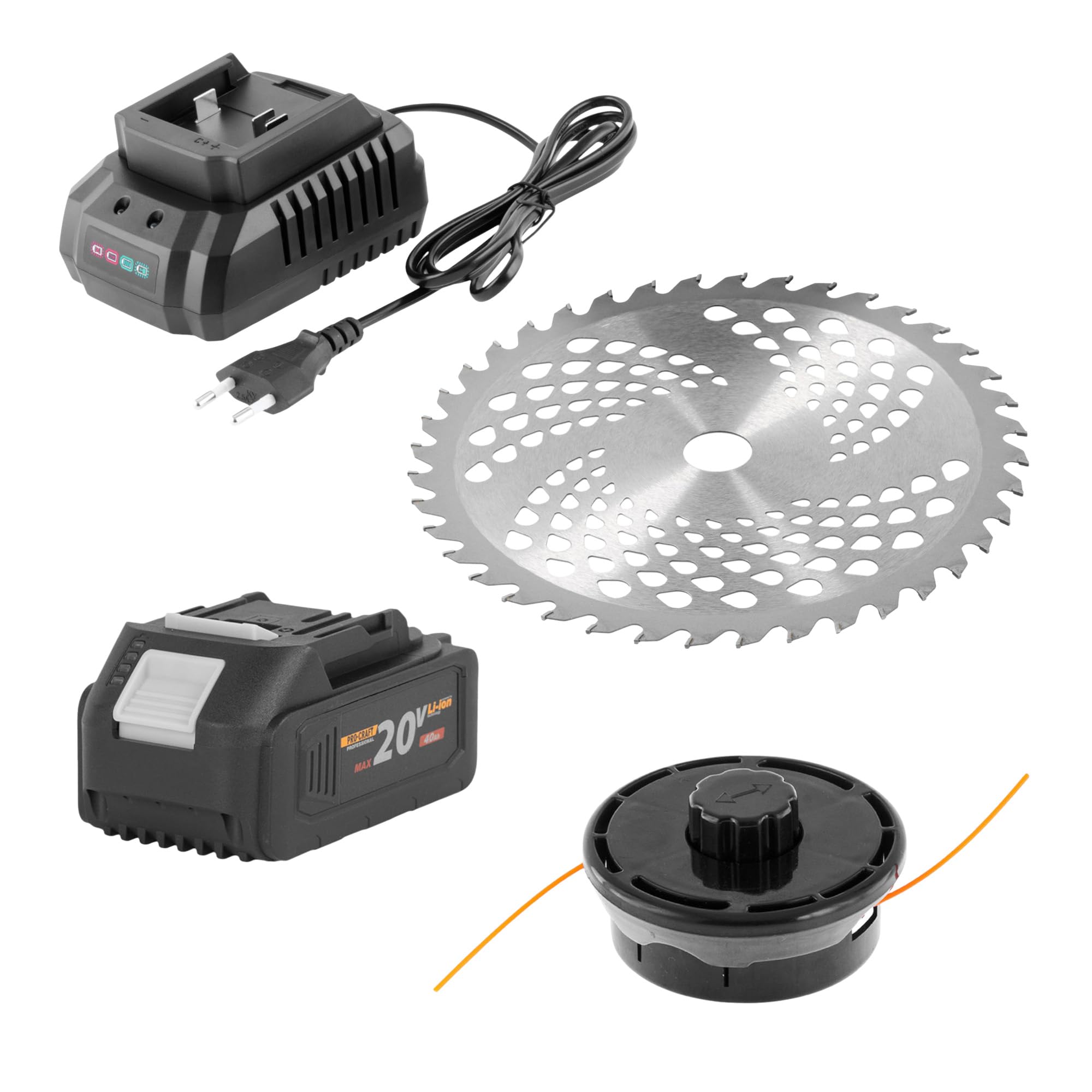 Procraft ATA-20S akumulatorowa podkaszarka 20 V 420 mm bezszczotkowa + 1 x akumulator 4,0 Ah + ładowarka