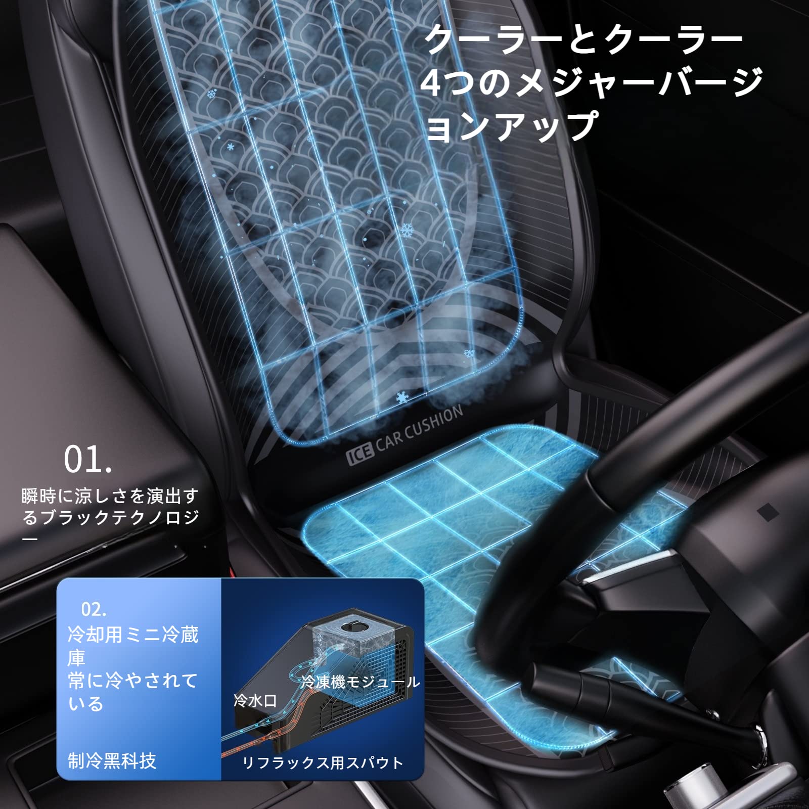Amazon | ICHECKEY 水冷式カーシートが新登場、多層構造のエコ素材、氷