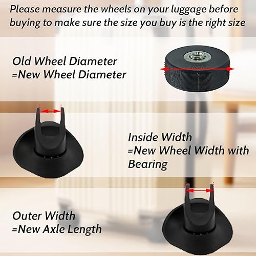 Miniatura 5 de Ruedas de repuesto para equipaje, juego de reparación de ruedas de maleta de 1.969 x 0.709 in, ruedas resistentes al desgaste para bolsa de carrito,