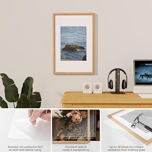 Miniatura 9 de Portarretratos de metal de 12 x 16 pulgadas, marco de aluminio de 12 x 16 pulgadas con vidrio inastillable, muestra fotos de 9 x 12 pulgadas con