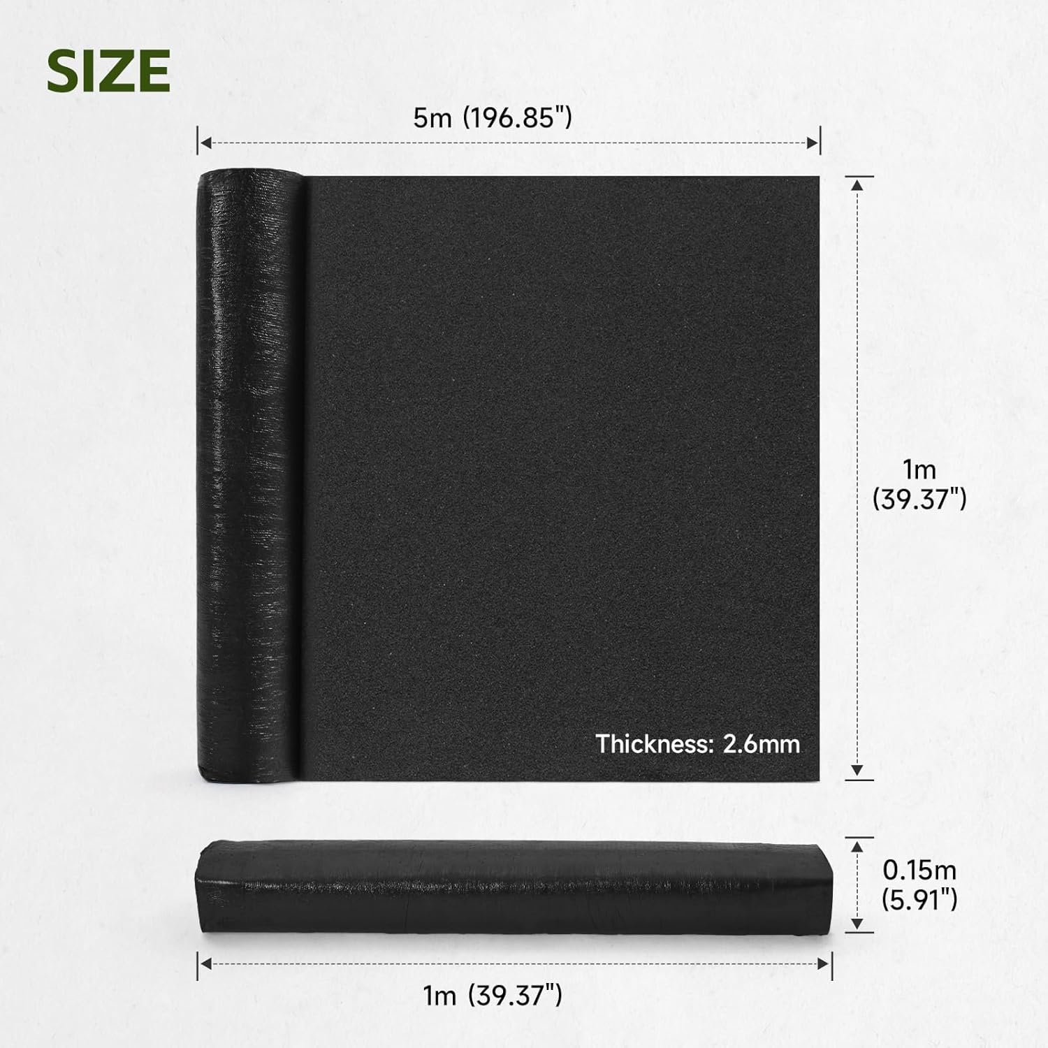 INMOZATA Fieltro de asfalto para techos 5 m², rollo impermeable 1 m x 5 m, negro