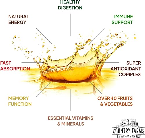 Miniatura 3 de Country Farms Multivitamínico líquido, vitaminas y minerales para apoyo inmunológico y energía, mezcla de hierbas, vegano, multivitamínico para