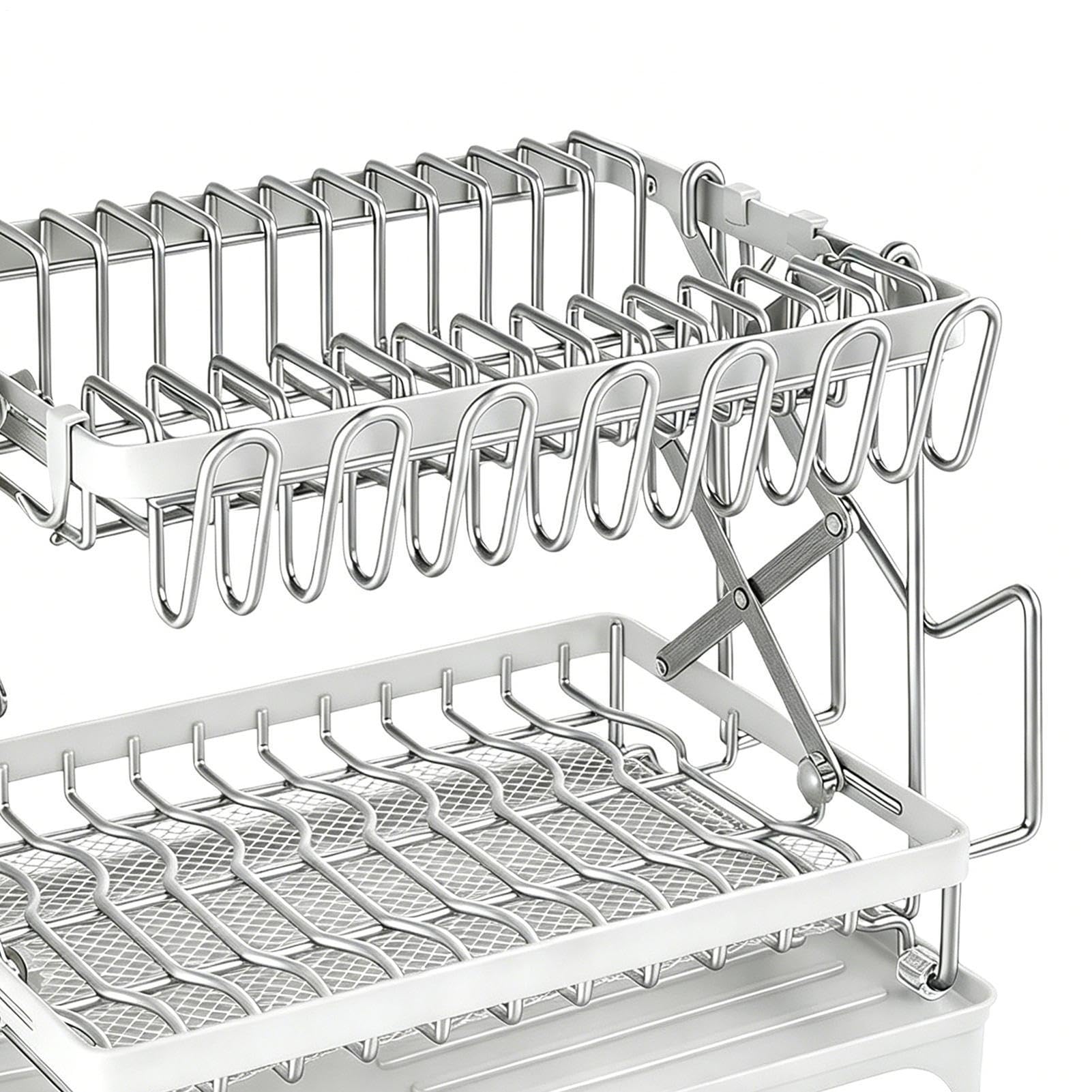 Escurridor de Platos Gran Capacidad, Estructura 2 Niveles, Desmontable | sobre Fregadero Apto para Hogar y Restaurante: Cuencos, Sartenes, Tenedores, Tablas De Cortar y Tazas