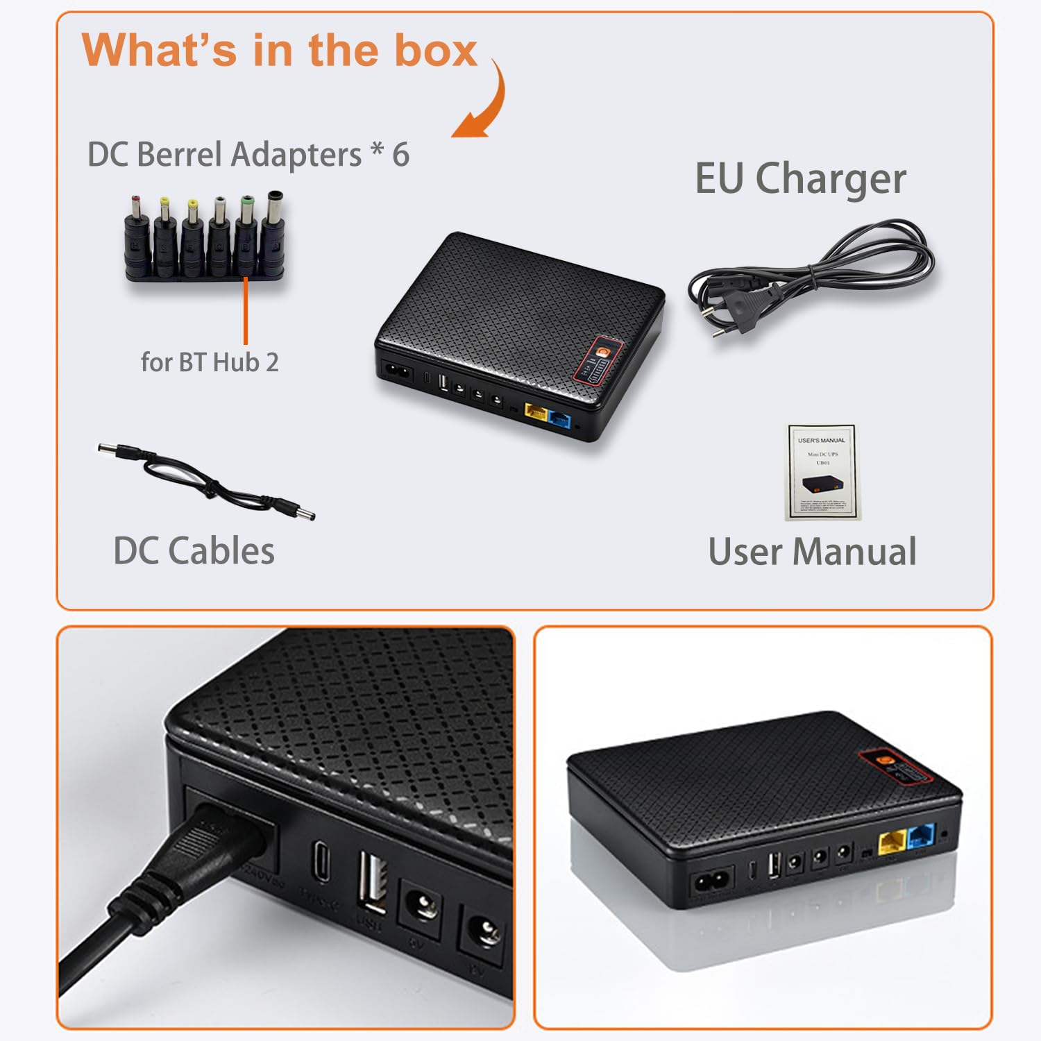 Mini UPS Gruppo di Continuità 20800mAh 12V 1,5A USB 5V 2A USB-C USB-A PoE