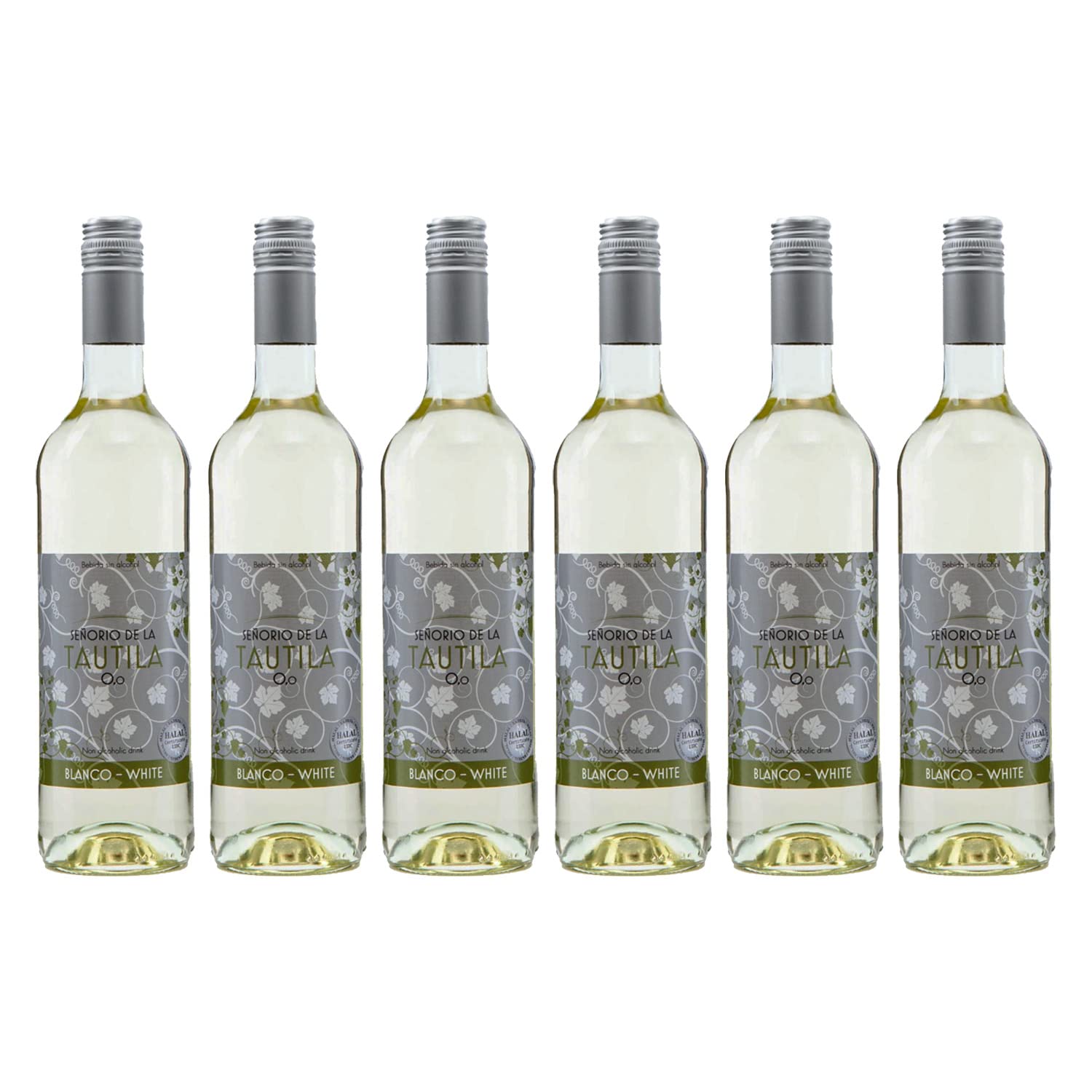 Señorio de la Tautila Blanco Airen Dealcoholized 0.0% Non-Alcoholic White From Spain, Halal Certified and Vegan (750ml, 6 Bottles)