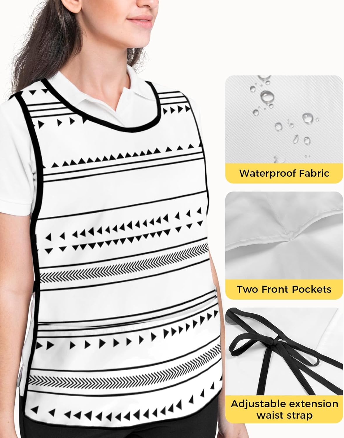 Floral Mandala Tile Cobbler Aprons with 2 Pockets for Women Men, Spring Summer Blue Plaid