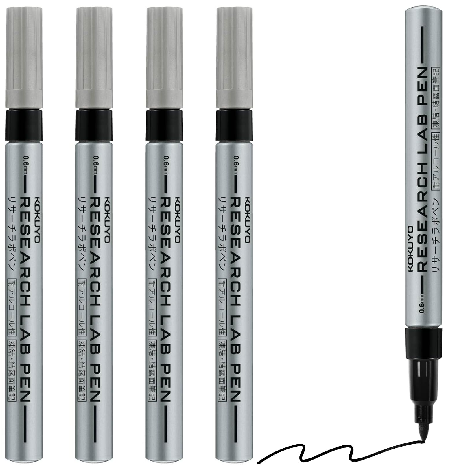 KOKUYO Alcohol Resistant Laboratory Marker Pens - 5 Black Permanent Lab Pens 0.6mm Fine Tip Designed for Industrial, Laboratory and Hospital Use, Imported from-image-43