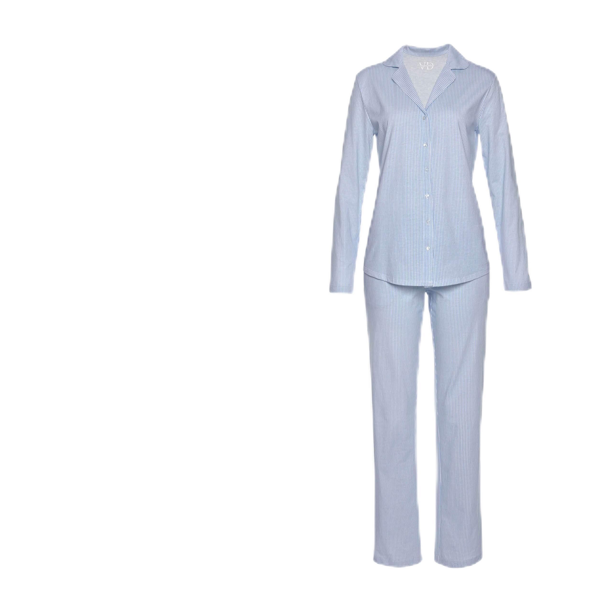 Lascana Damen Vivance Dreams Damen Pyjama aus weicher Baumwolle im zeitlosen Streifen-Design klassisch, weiche Baumwollqualität