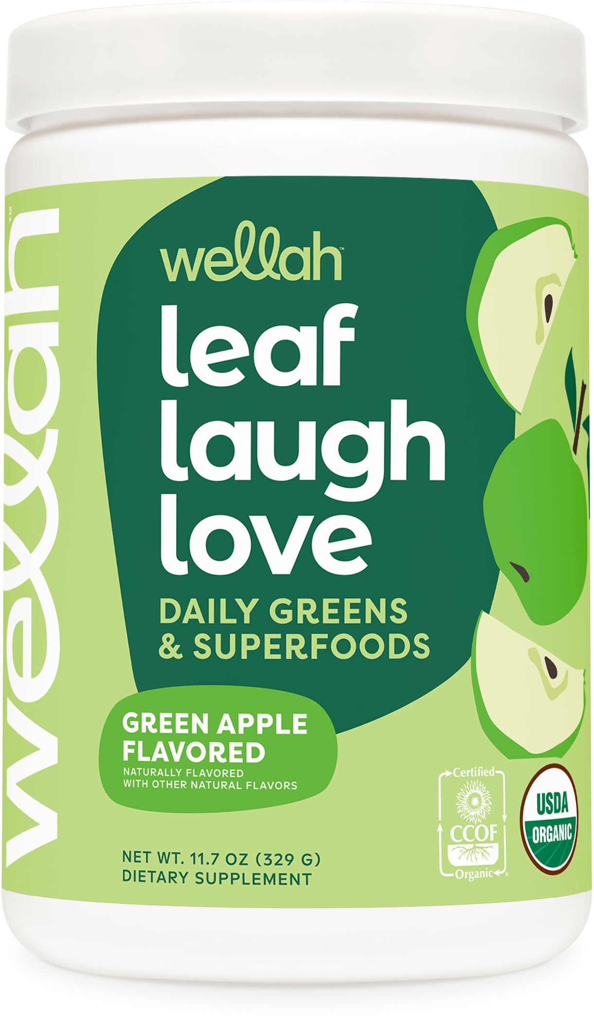 Leaf, Laugh, Love Super Greens Powder (Green Apple) 30 Servings - Superfood Supplement Drink Mix