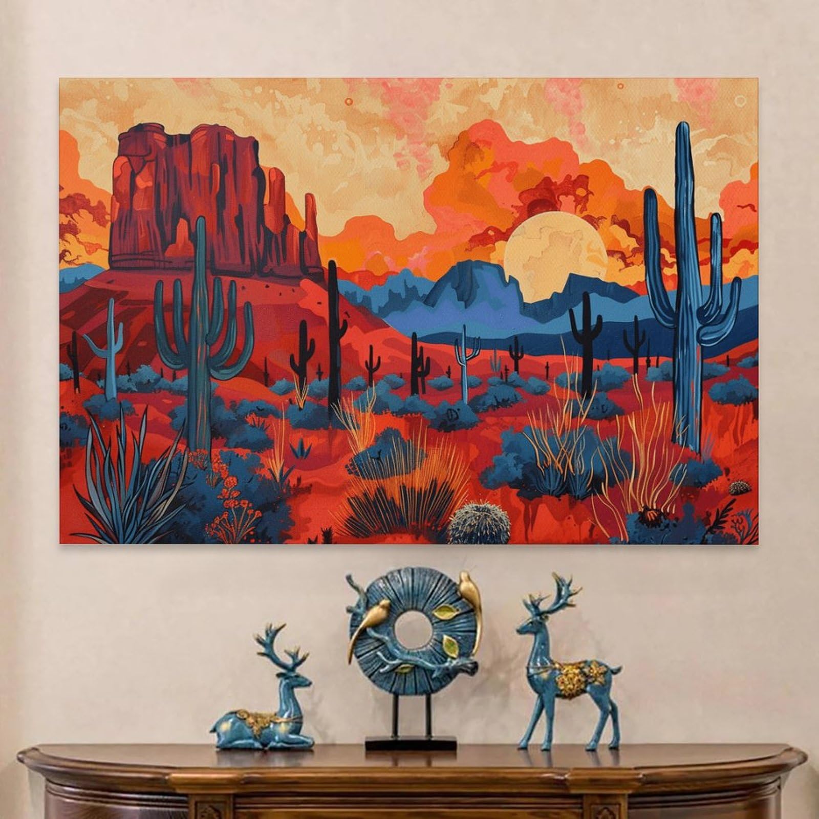 Amazon.com: Retro Style Desert Landscape Painting Print Pop Art