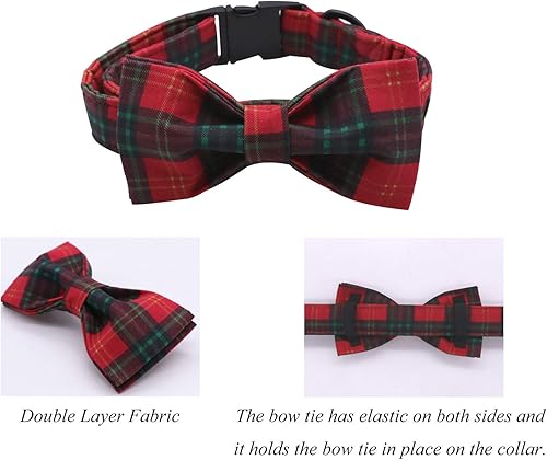 Miniatura 4 de Lionet Paws Collar navideño para perro y gato con corbatín, suave y cómodo, collar ajustable