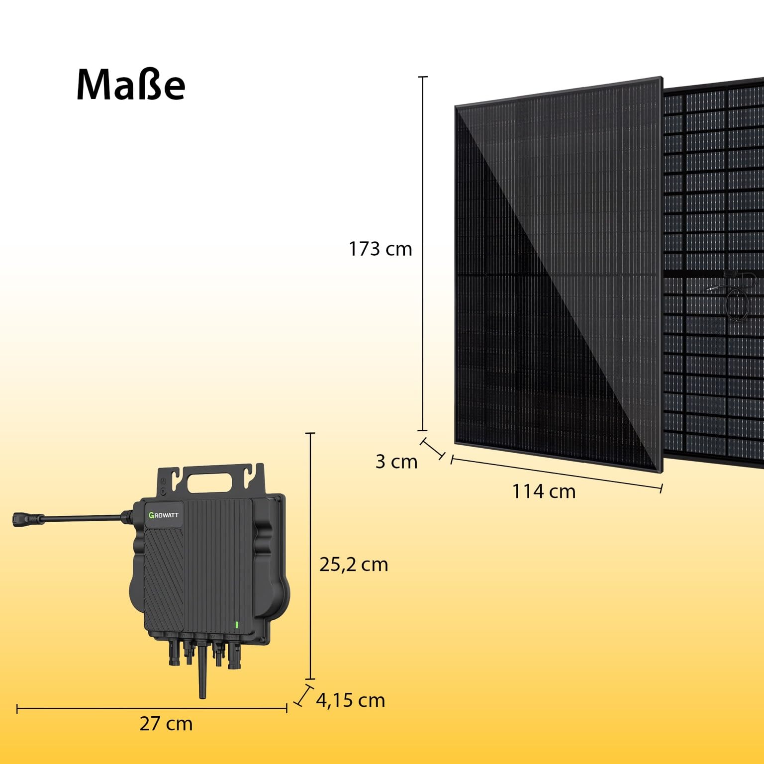 VALE Balkonkraftwerk Bifazial 900 Wp Full Black - Growatt Neo 800M-X Wechselrichter - Solarpanel Set - 5m AC-Kabel - inkl. App-Steuerung
