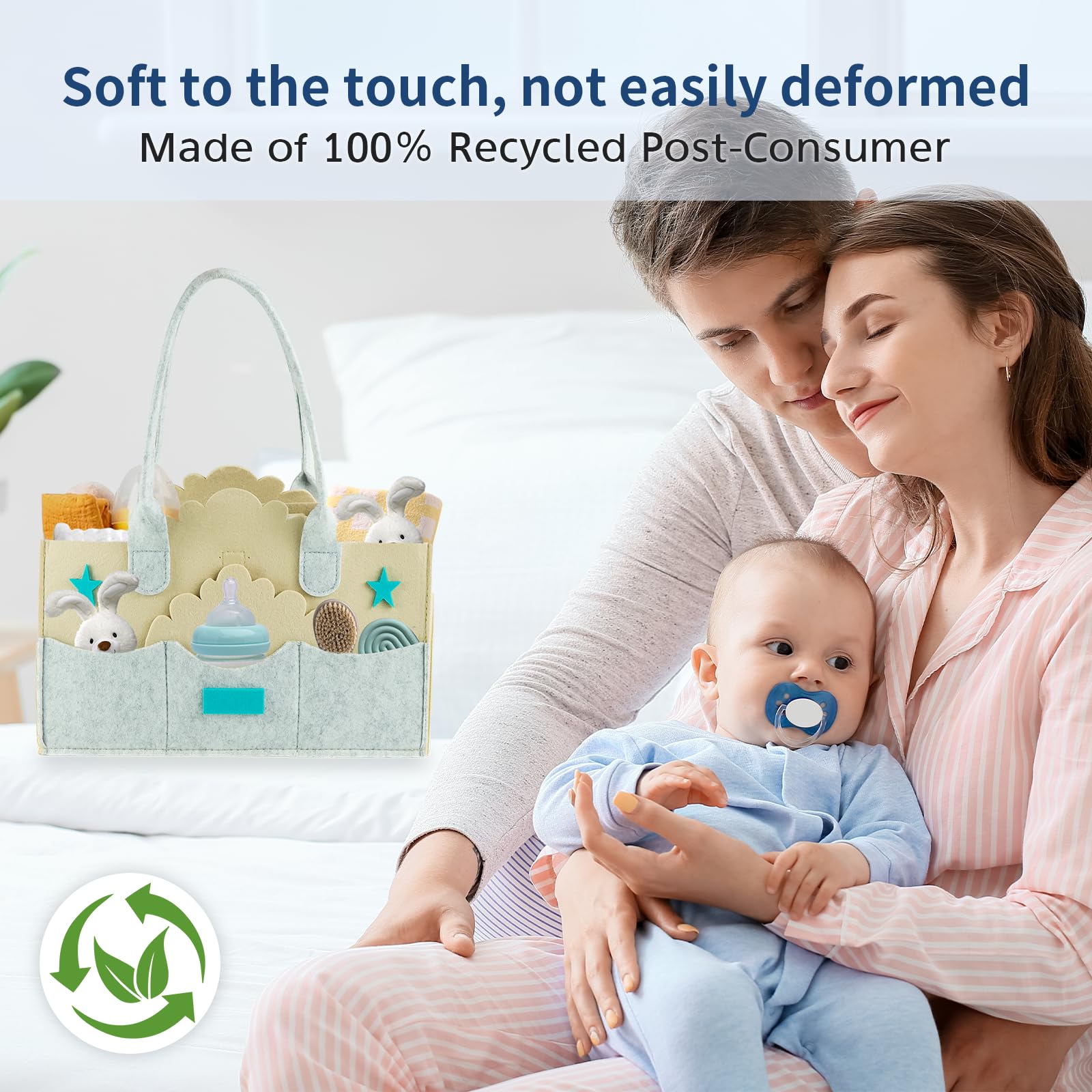 Rangement Table à Langer Bébé - Organisateur Portable Pliable Avec Compartiments Et Poignées