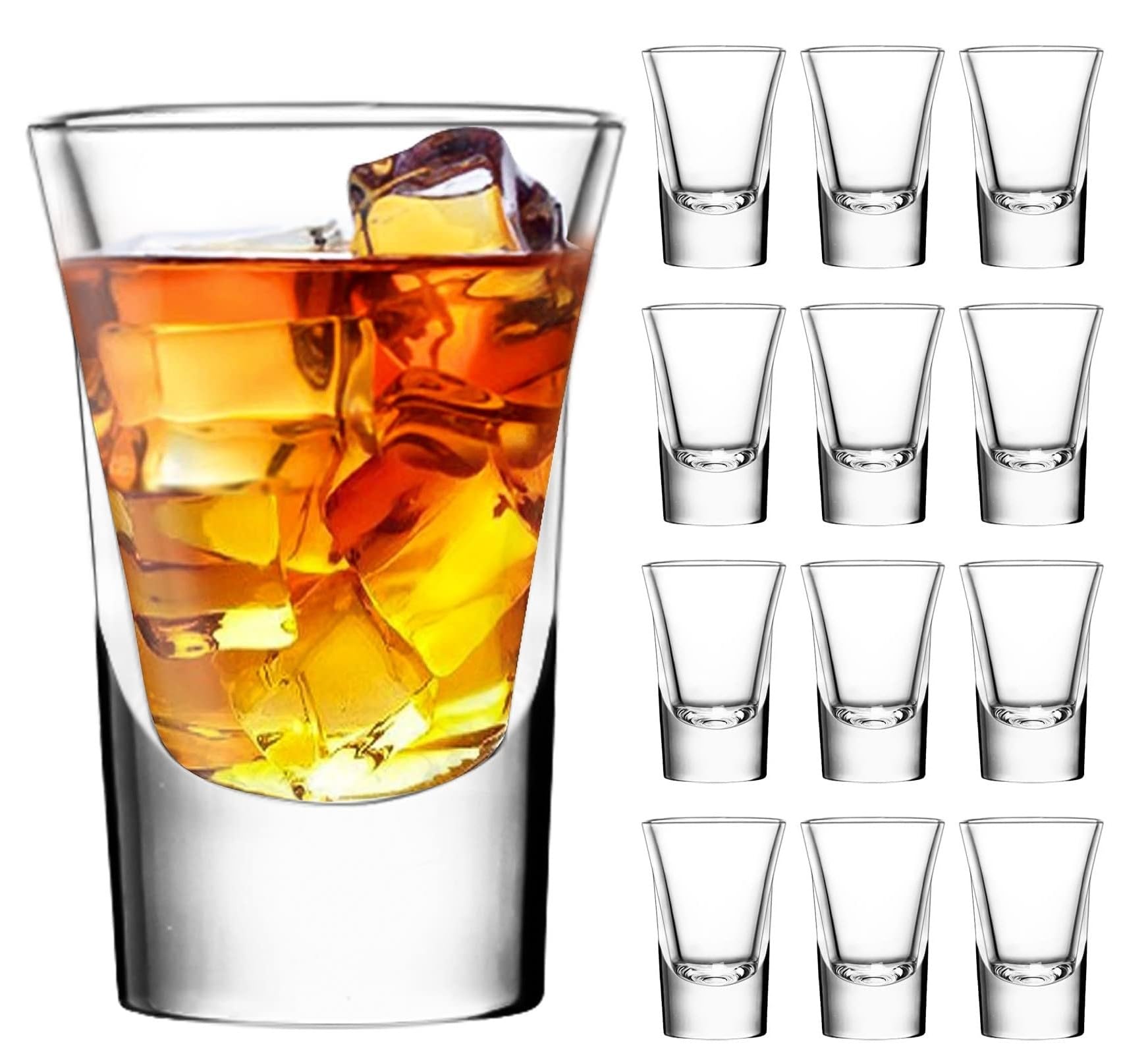 SYANKAPremium Shot Glasses Set of 12, 40 ml, Transparent, Heavy Base Vodka & Tequila Shot Glasses Set (Great Gift for Vodka Tequila Lovers)