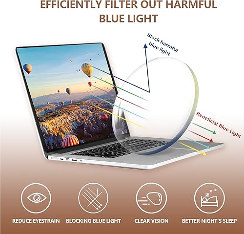 Miniatura 7 de OPTOFENDY Lentes de luz azul para mujer, TR90, con bloqueo de luz azul, alivian la fatiga ocular y anti rayos UV400