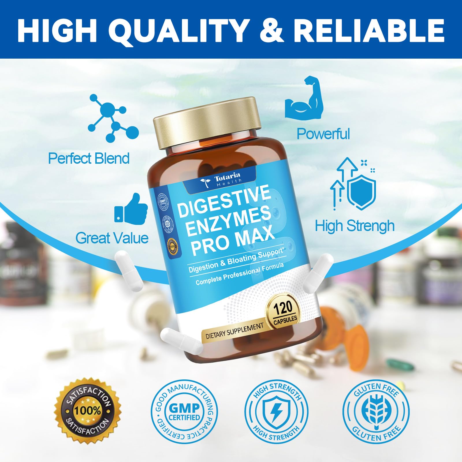 25-in-1 Digestive Enzymes Pro Max w/ 20 Enzymes 1000mg Probiotic Prebiotic Postbiotic Ginger Artichoke Bromelain Papain Lactase Gentian ACV for Indigestion, Debloat, Gut, Motility, Women Men, 120 Caps — Amazon image 6
