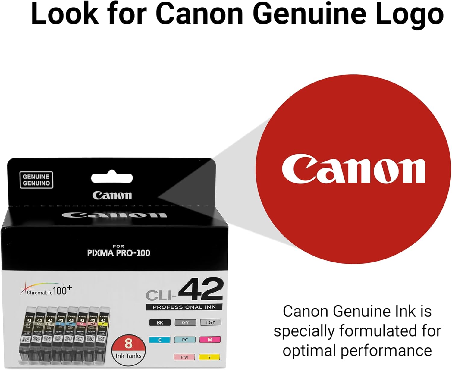 Canon CLI-42 Genuine Eight Color Pack, Compatible with PIXMA PRO-100 Printers