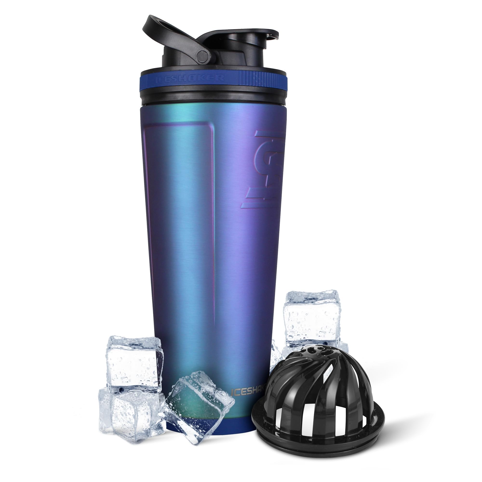 Ice Shaker Insulated Stainless Steel Shaker Bottle | 36oz, Wisteria | Cold for 30+ Hours | Insulated Cup with Twist-on Agitator | Odor-Free Bottle for Protein Shakes, Water, Smoothies, Cocktails