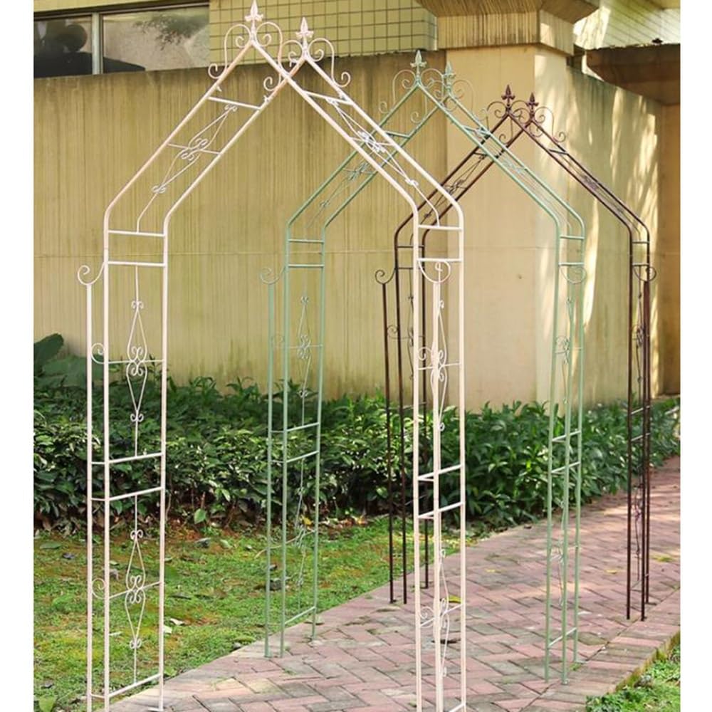 Krata łukowa ogrodowa 215 cm, ogrodnictwo, łuk ogrodowy, altana, krata pnąca, żelazny łuk ślubny, dekoracja ślubna trawnika, 215 cm × 114 cm (kolor: khaki)