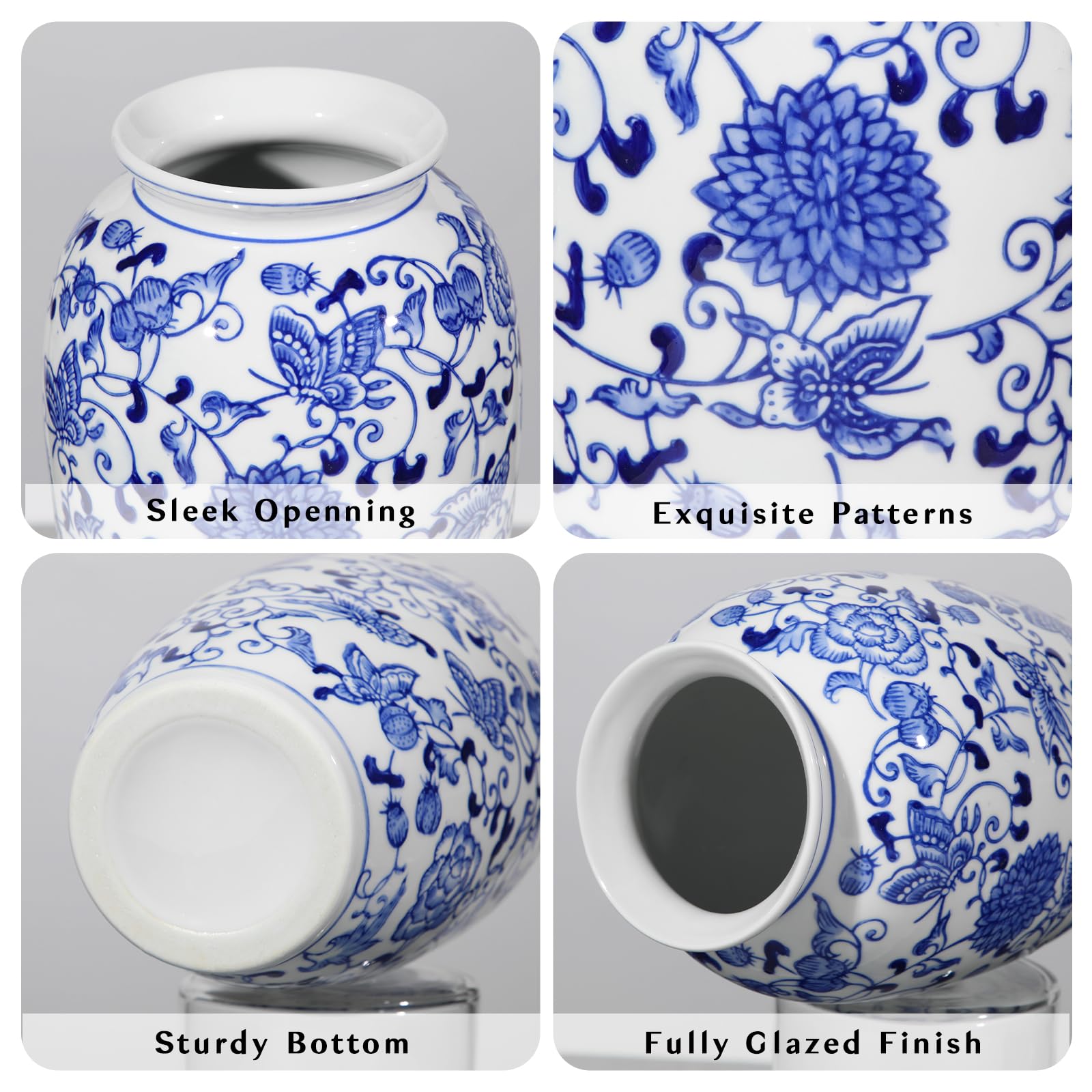 STOBAZA Mini Keramikvase Handbemalt - Blaue Weiße Deko Für Zuhause