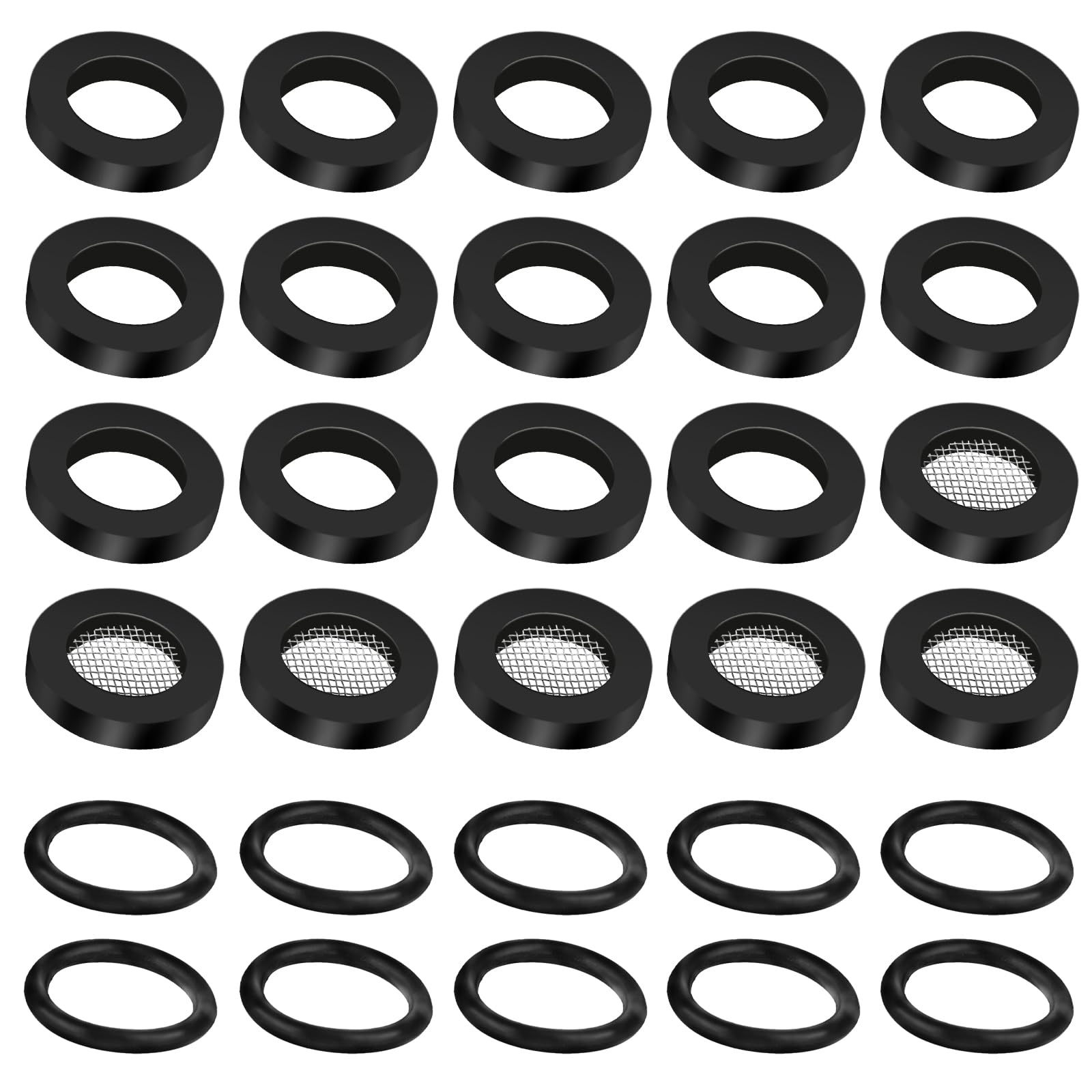 cobee 30 Pcs Shower Head Gasket, Hose Rubber Washer with Wire Mesh, Shower Head Filter Gasket for 1/2