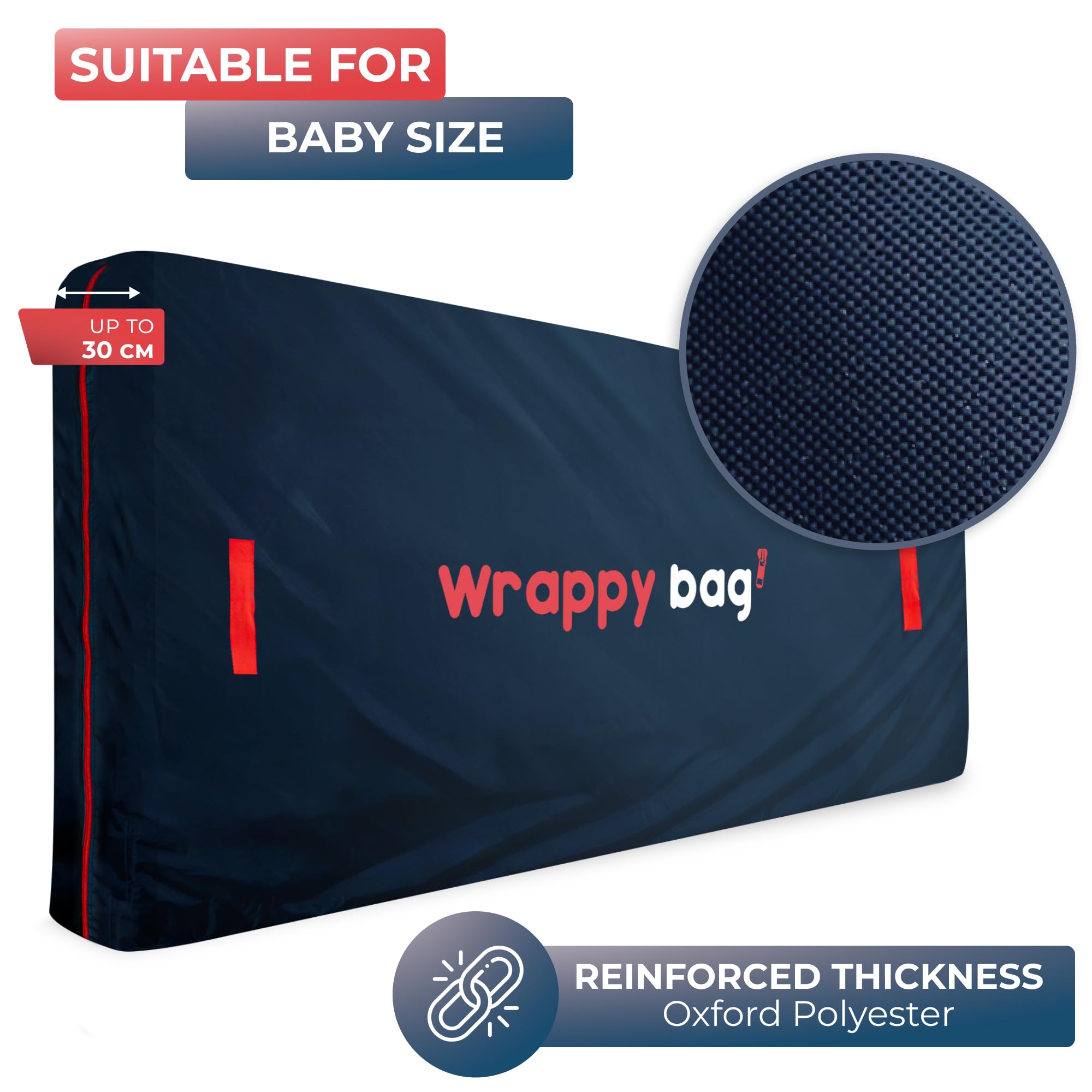 WRAPPYBAG, Waterproof Mattress Cover in Oxford Polyester, Storage Bag with 4 Carry Handles - Image 2