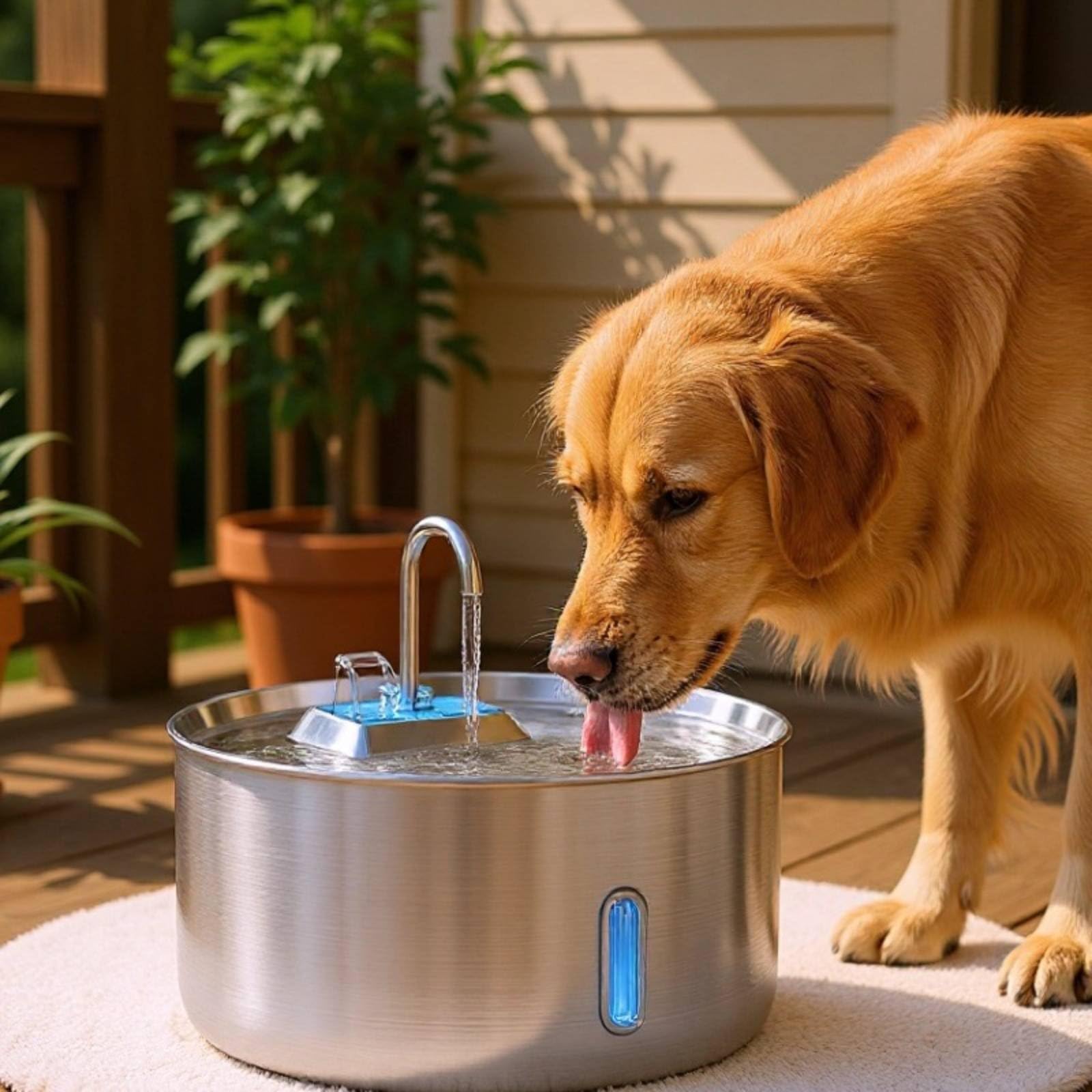 Abbeveratoio Grande da 7 Liters Trattiene Pelo e Polvere Abbeveratoio Automatico in Acciaio Inox Compatibile Beccuccio a T in Acciaio Inox per Cani
