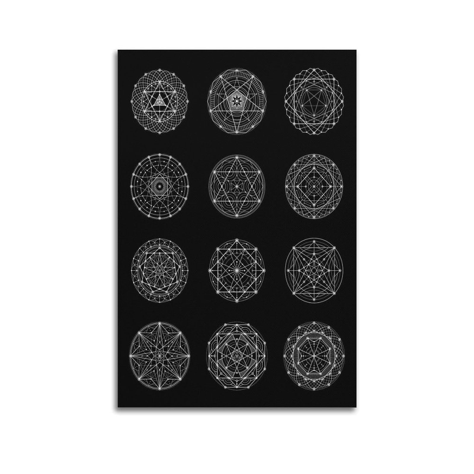 XKUGA Sacred Geometry Mystic Poster Star Mandala Symbol Pattern Modern Decorative Canvas Prints - Ideal Wall Art for Family, Man Cave, Game Room, Boys & Girls Bedroom 24x36inch(60x90cm)