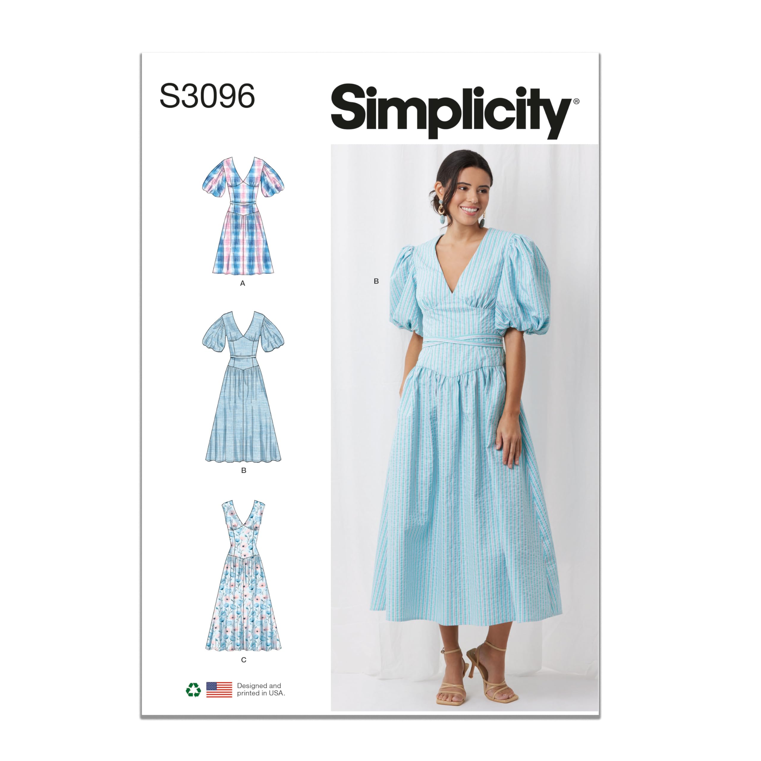 Amazon.com: Simplicity SS3096BB Women's Fit and Flare Dress Sewing Pattern  Packet, Design Code S3096, Sizes 20W-22W-24W-26W-28W : Arts, Crafts & Sewing