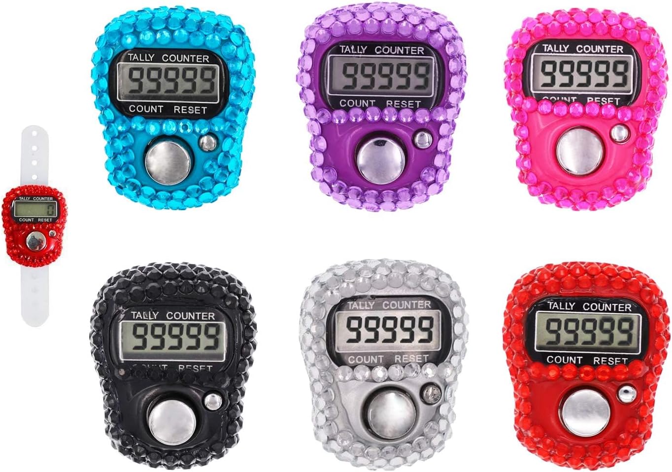 Finger Counter Crystal Designed Digital LED Electronic Tally Counter Clicker with Case [pack of 6]