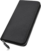ATIANNI Black527 Men's Long Wallet, Genuine Leather, Skimming Prevention, Large Capacity, Double Zipper, Coin Purse, Separate Type, Business Use, Gentleman, Leather Craftsmen, Father's Day Gift