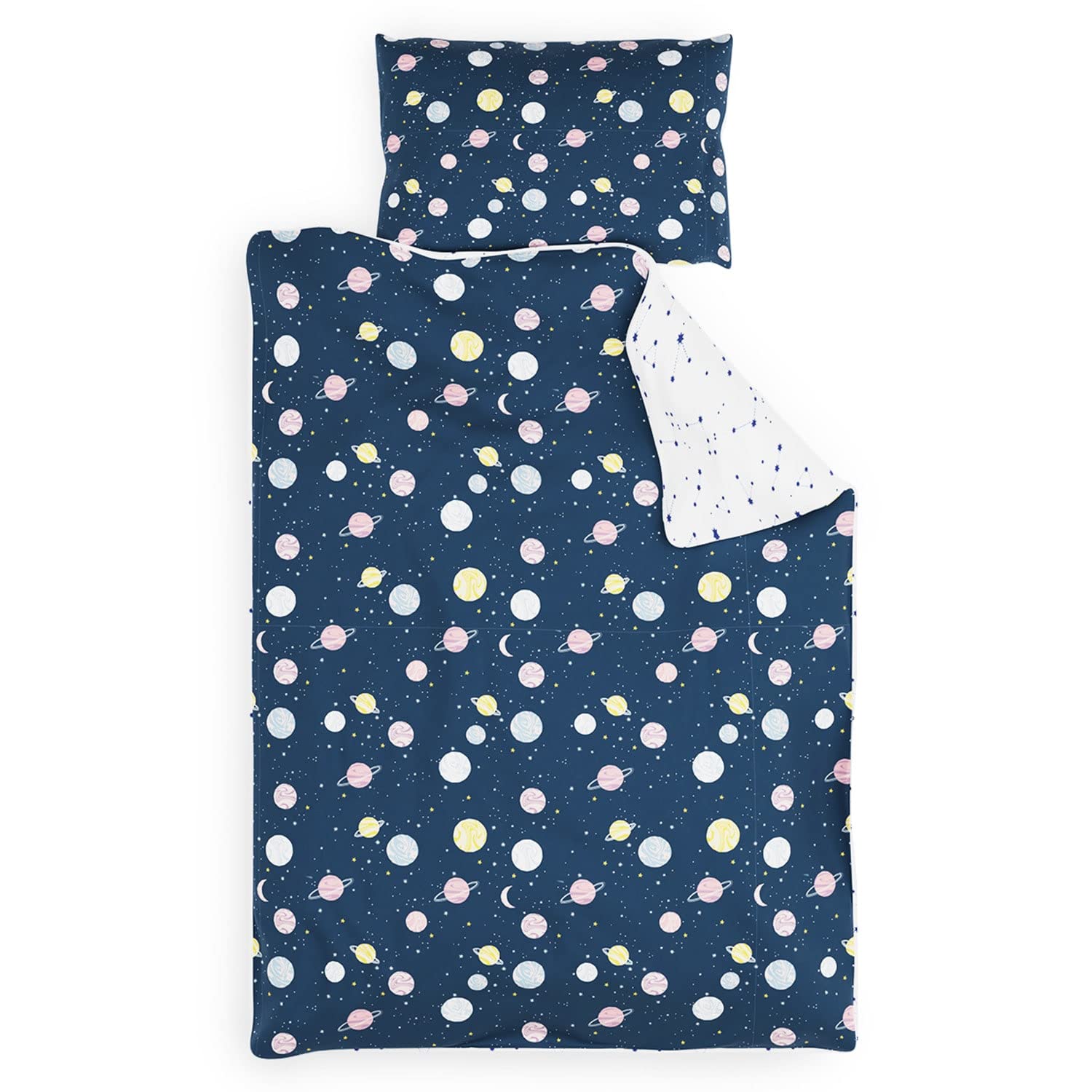 Ropa de cama infantil de planetas 140x200 cm con funda de almohada 65x65
