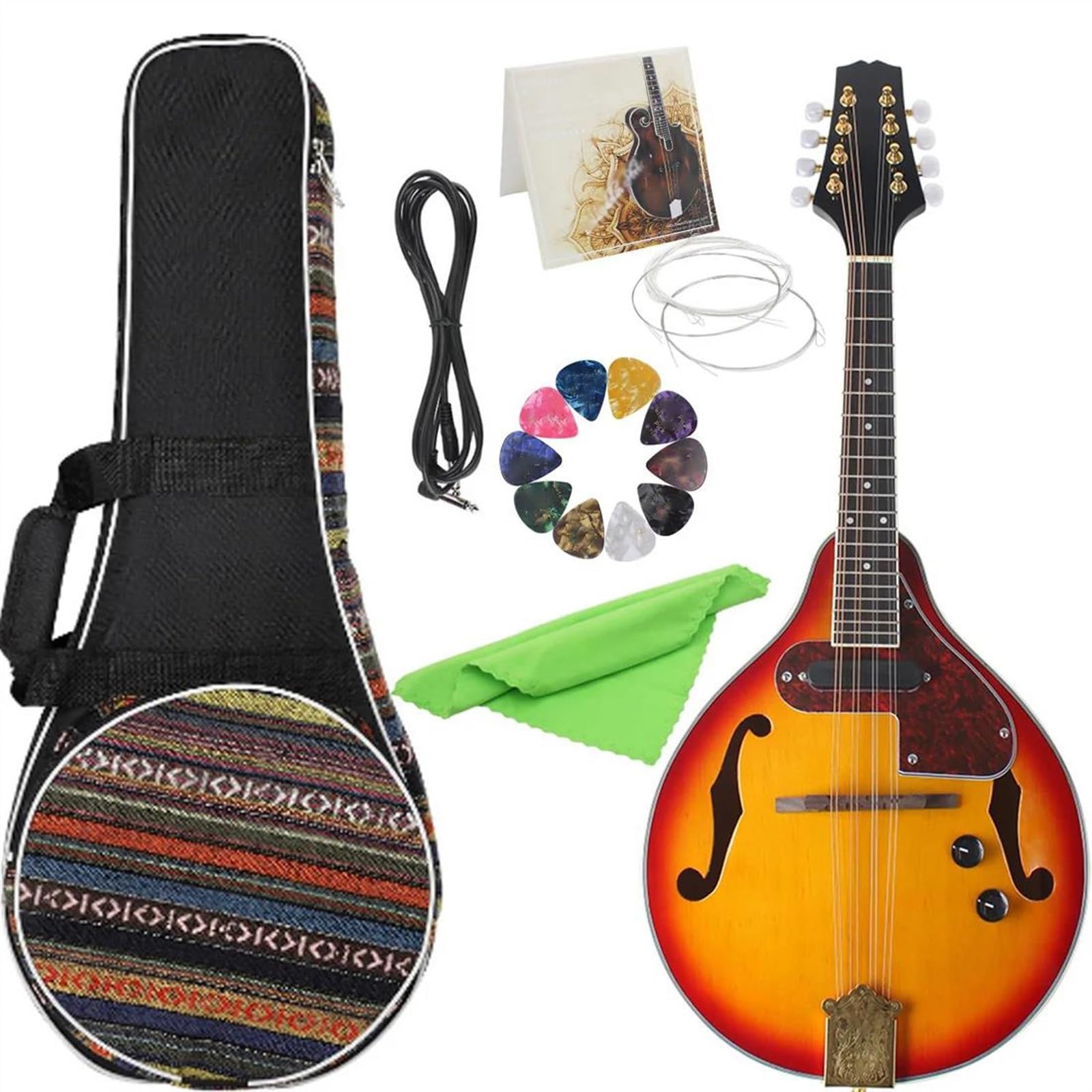 mandolino strumento musicale professionale Mandolino Elettrico A 8 Corde Per Chitarra Classica Strumento Melodico Mandolino Elettrico In Stile Con Zaino In Tessuto(Mandolin Set)