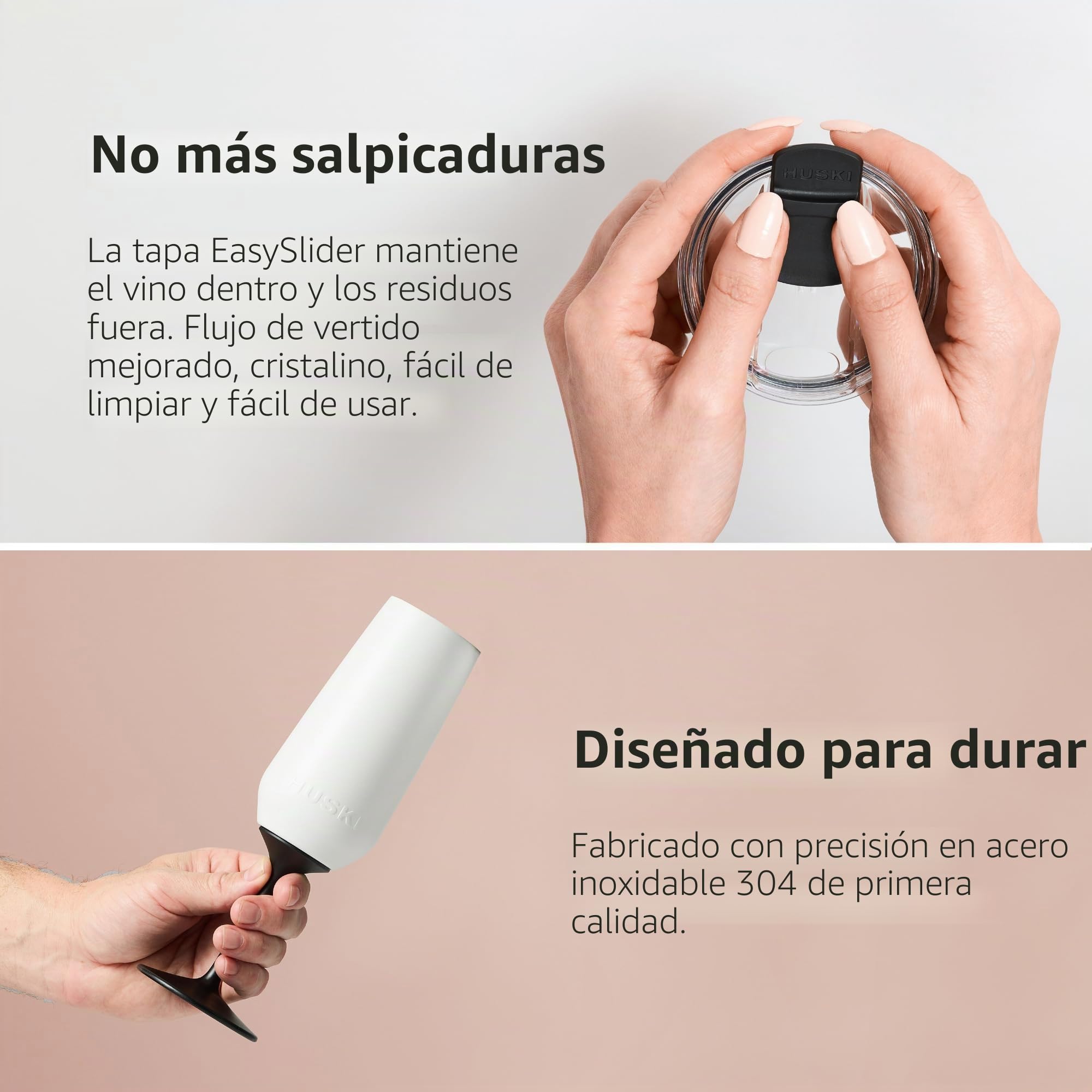 Huski Flauta de champán NUEVO | Copa de champán de acero inoxidable premium con tapa | Vaya con o sin tallo con tallo desmontable | Vaso con triple aislamiento | Capacidad de 240ml (Champán)