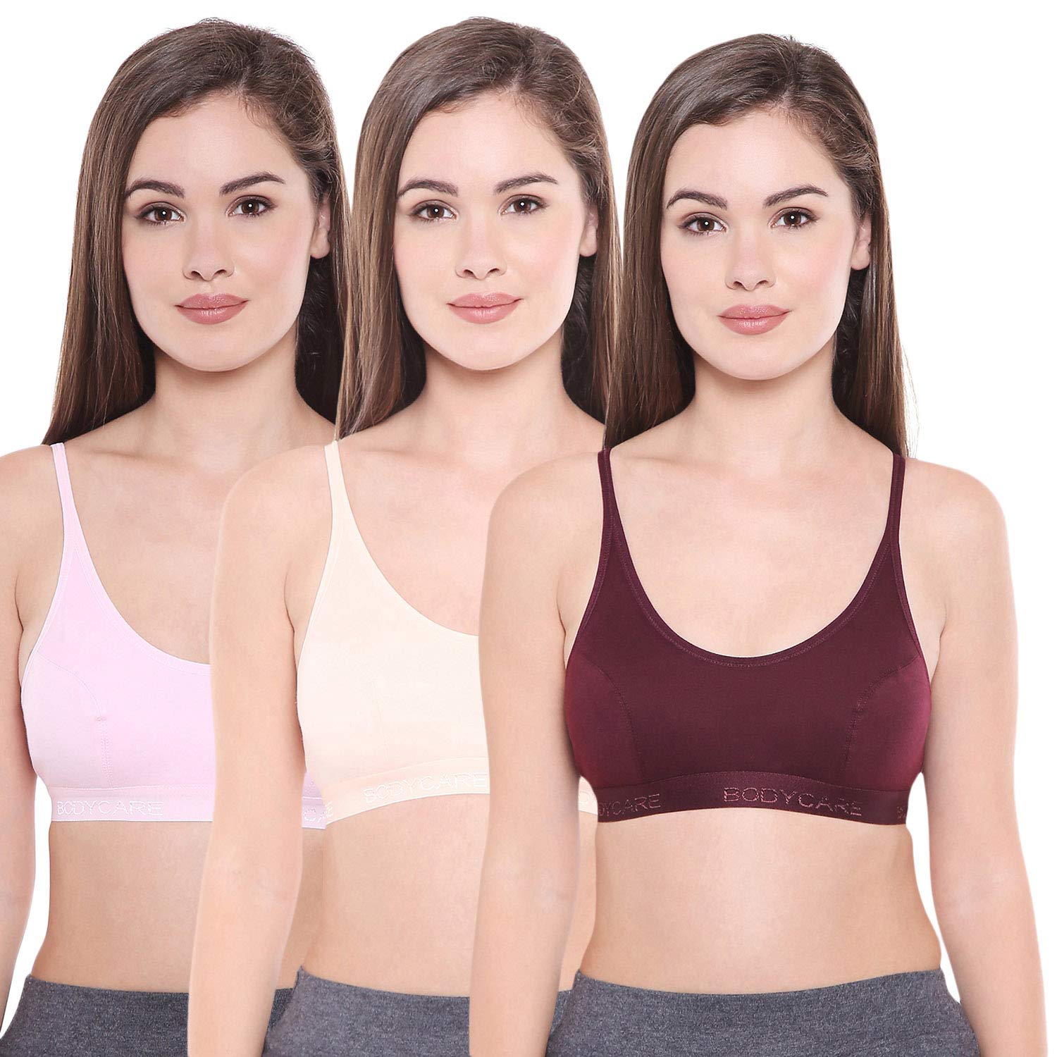 bodycare Women's Spandex And Cotton Non Padded Wire Free Sports Bra Multicolored-picture-11