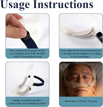 2-Pack Headgear Replacement for Swift FX Headgear | Compatible with Swift FX Nasal Pillow CPAP Mask | Includes 4 Gray Strap Wraps for Secure & Comfortable Fit