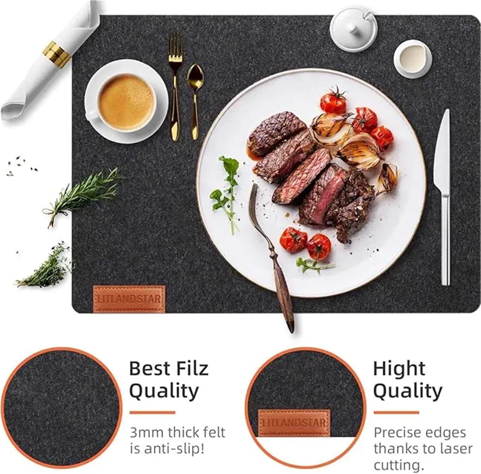 Platzset und Untersetzer-Set Filz Tischsets Untersetzer Besteck Hitzebeständig Tisch Platzsets Waschbar und Taschen(Color 4,5set)