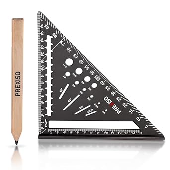 PREXISO 180 mm Speed Square & Carpenter Pencil Set for Woodworking