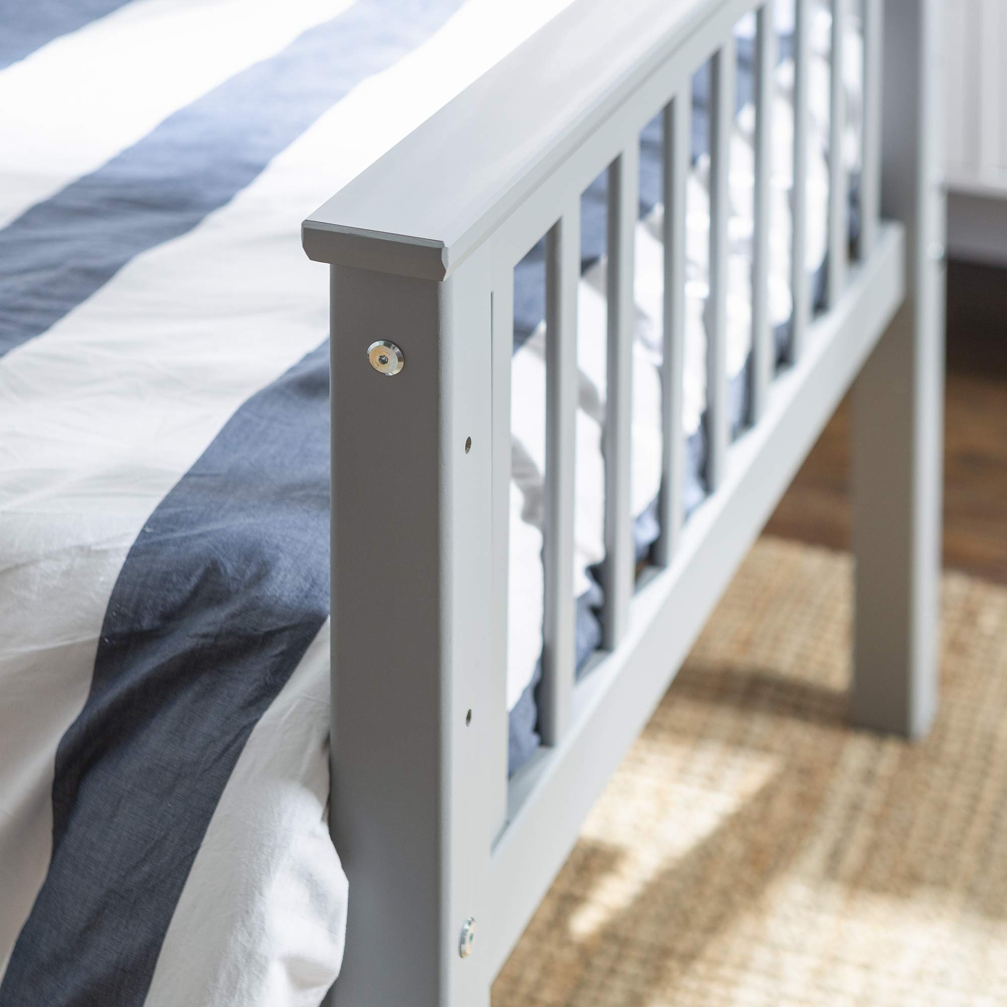 Walker Edison Resende Mission Style Solid Wood Twin over Twin Bunk Bed, Twin over Twin, Grey