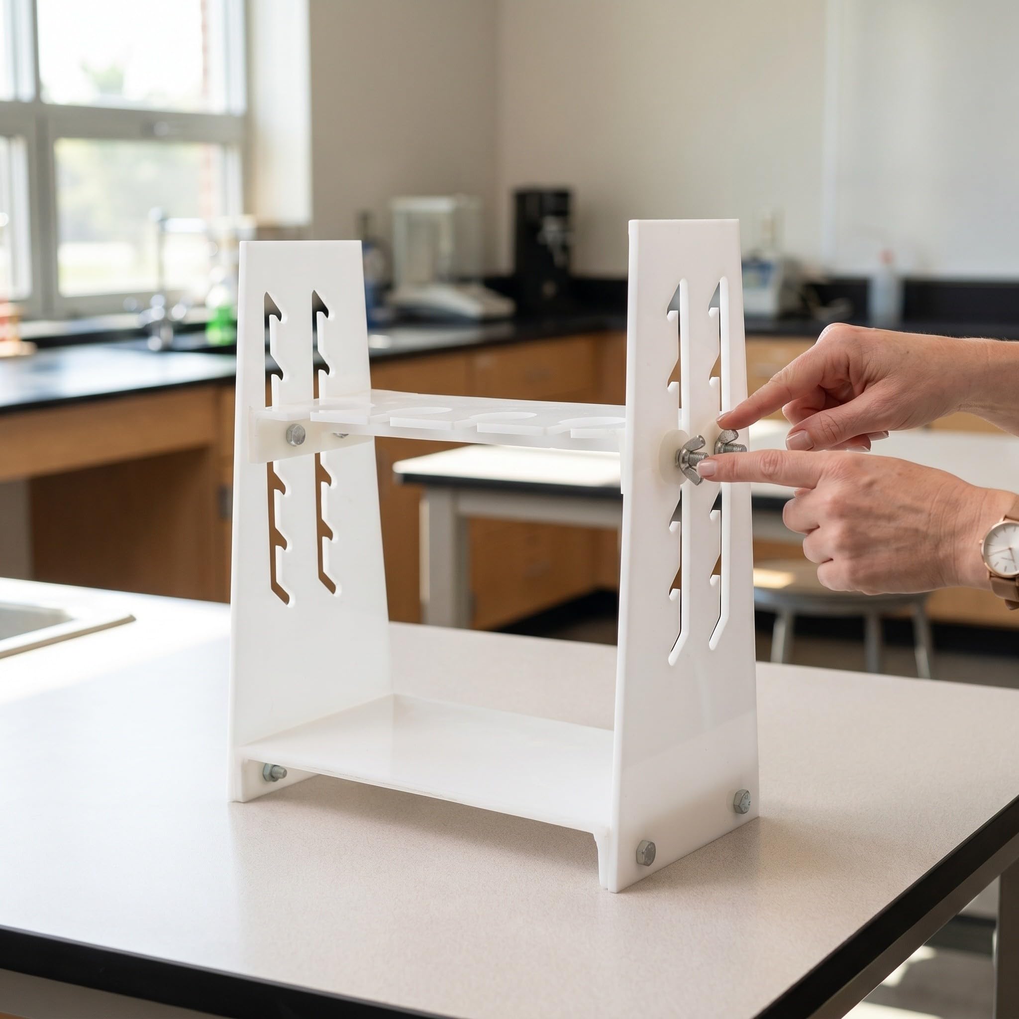 Soporte Ajustable para Embudos de Separación Altura Regulable, Fabricado en Plástico E Hierro, Adecuado para Síntesis Rutinaria y Extracción en Laboratorio