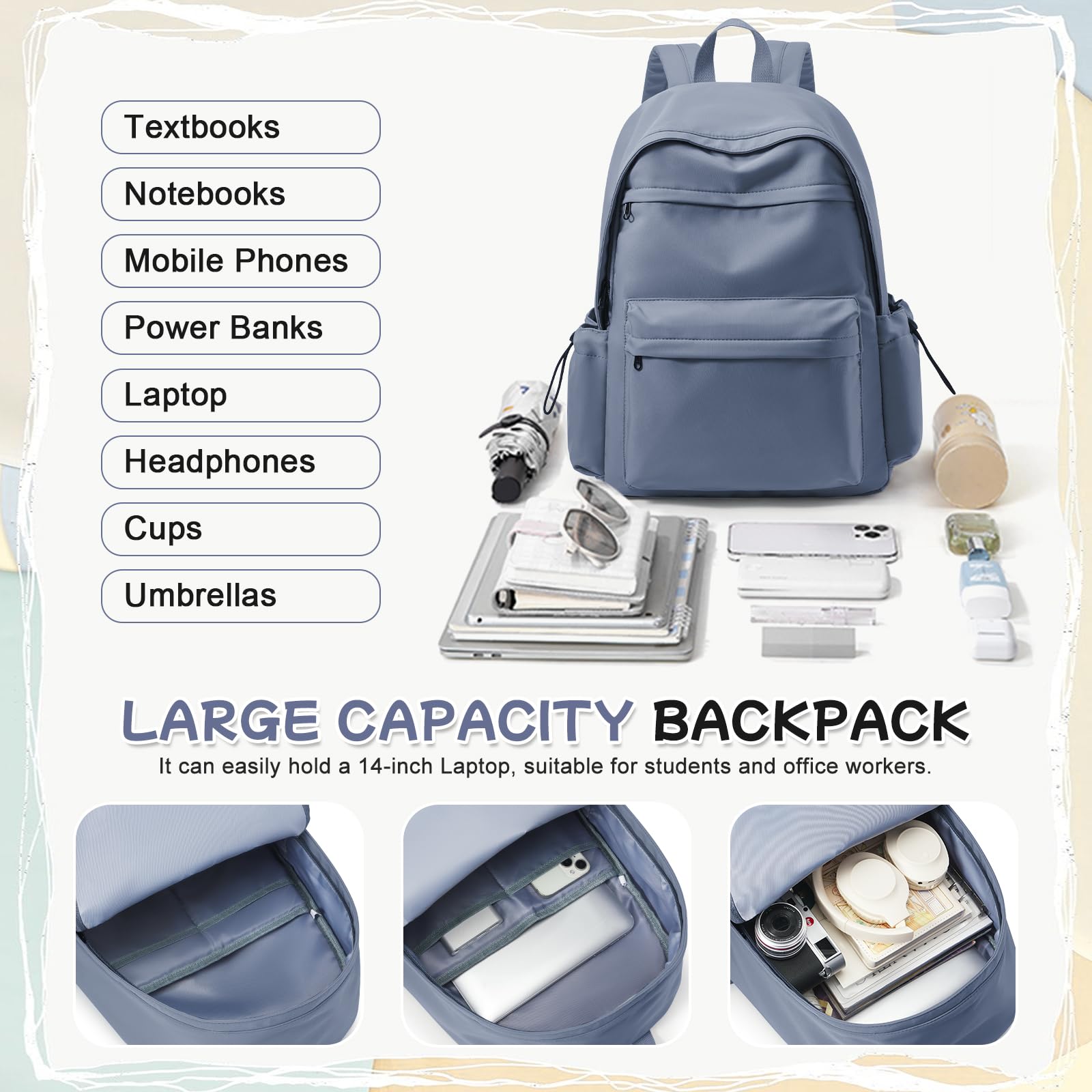 HYC00 Zaino Scuola Superiore Ragazza,Zaino da Scuola Media Ragazzo Zaino Università Leggero Resistente all'acqua College Casual Daypacks, Zaino PC 14 Pollici Zaini Scuola Cartella Adolescente
