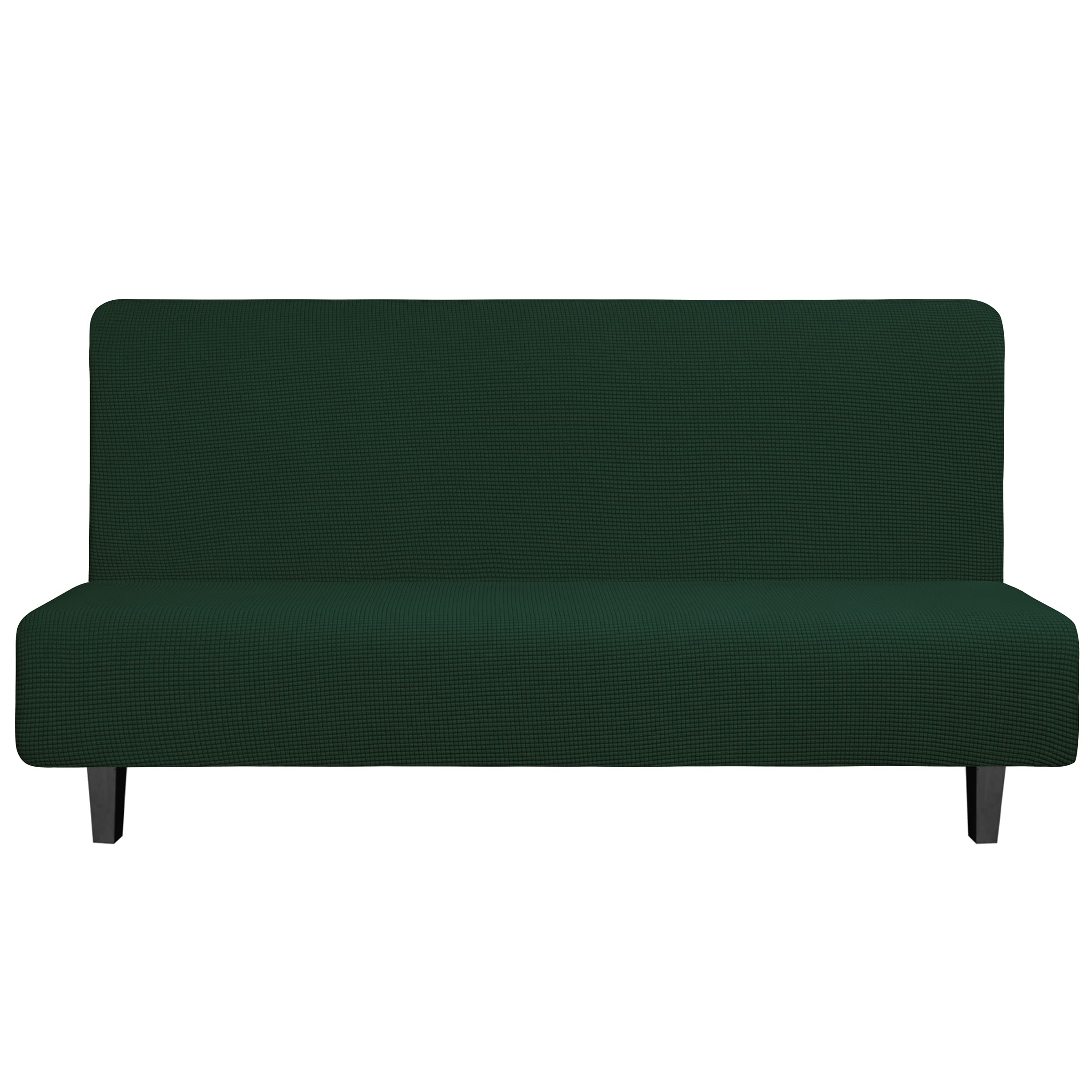 Easy-Going Stretch Large Futon Slipcover Armless Futon Cover Dark Green