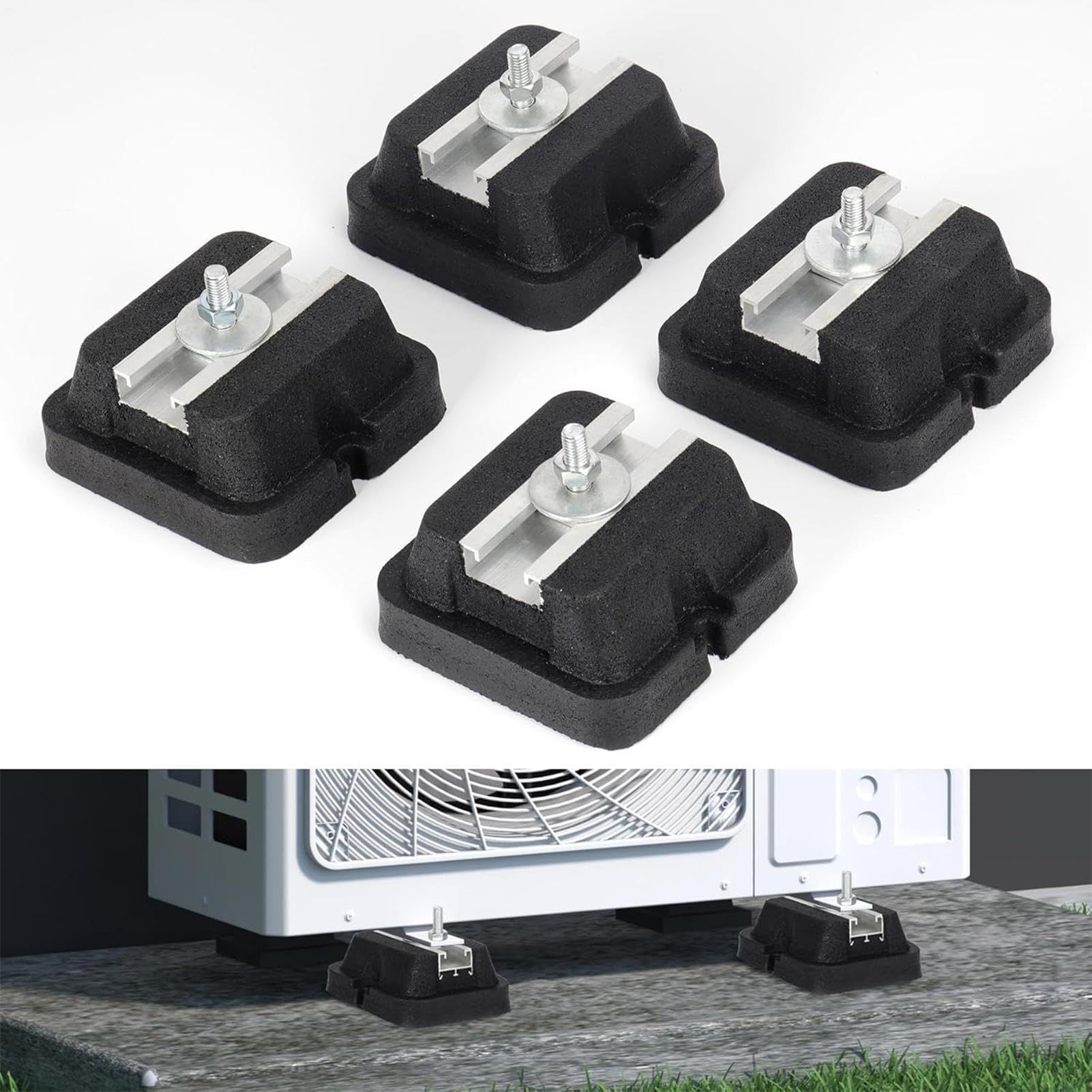 Supporto Antivibrazione Condizionatore Supporto antivibrante robusto, 4 | Supporto base per split senza condotti Per Esterno, Condensatore Split, Pompa Di Calore, Compressore