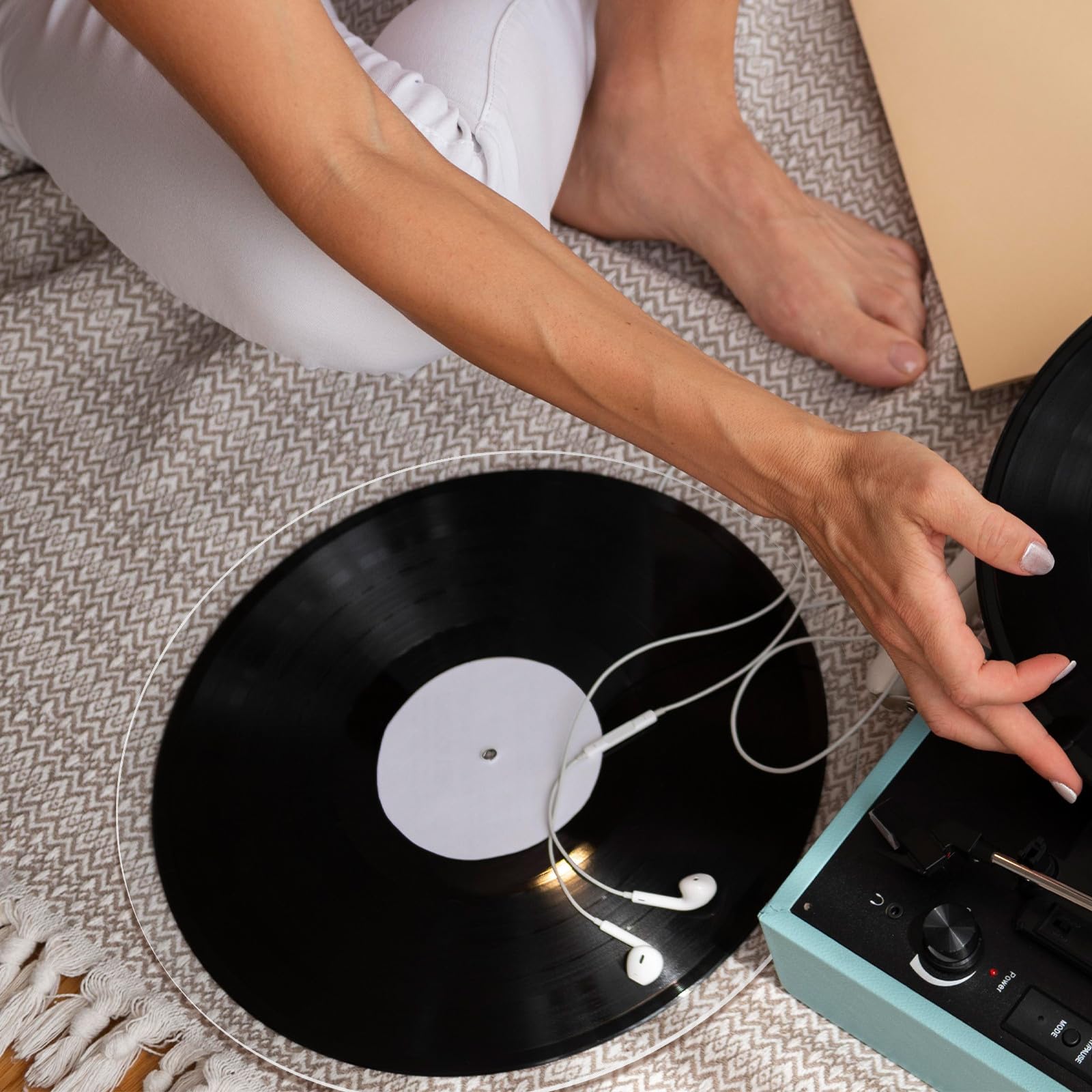 Cabilock Tapete Acrílico para Tocadiscos Diseño Único, Antideslizante y Transparente Que Mejora la Claridad del Sonido y Reduce la Estática en Discos de Vinilo