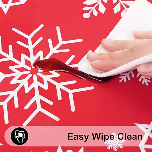 Miniatura 3 de Smiry Mantel de vinilo con parte trasera de franela, mantel rectangular impermeable, mantel de Navidad lavable para interiores y exteriores, 60 x