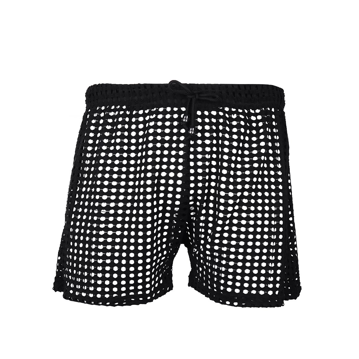 CHICTRY Men's Fishnet Sheer Openwork Drawstring Bikini Underneath Boxer Briefs Underwear