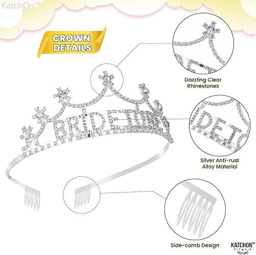 Miniatura 6 de KatchOn, Banda dorada para la novia y la novia  Paquete de 2  Decoraciones de despedida de soltera  Tiara y banda de novia  Banda y corona de novia
