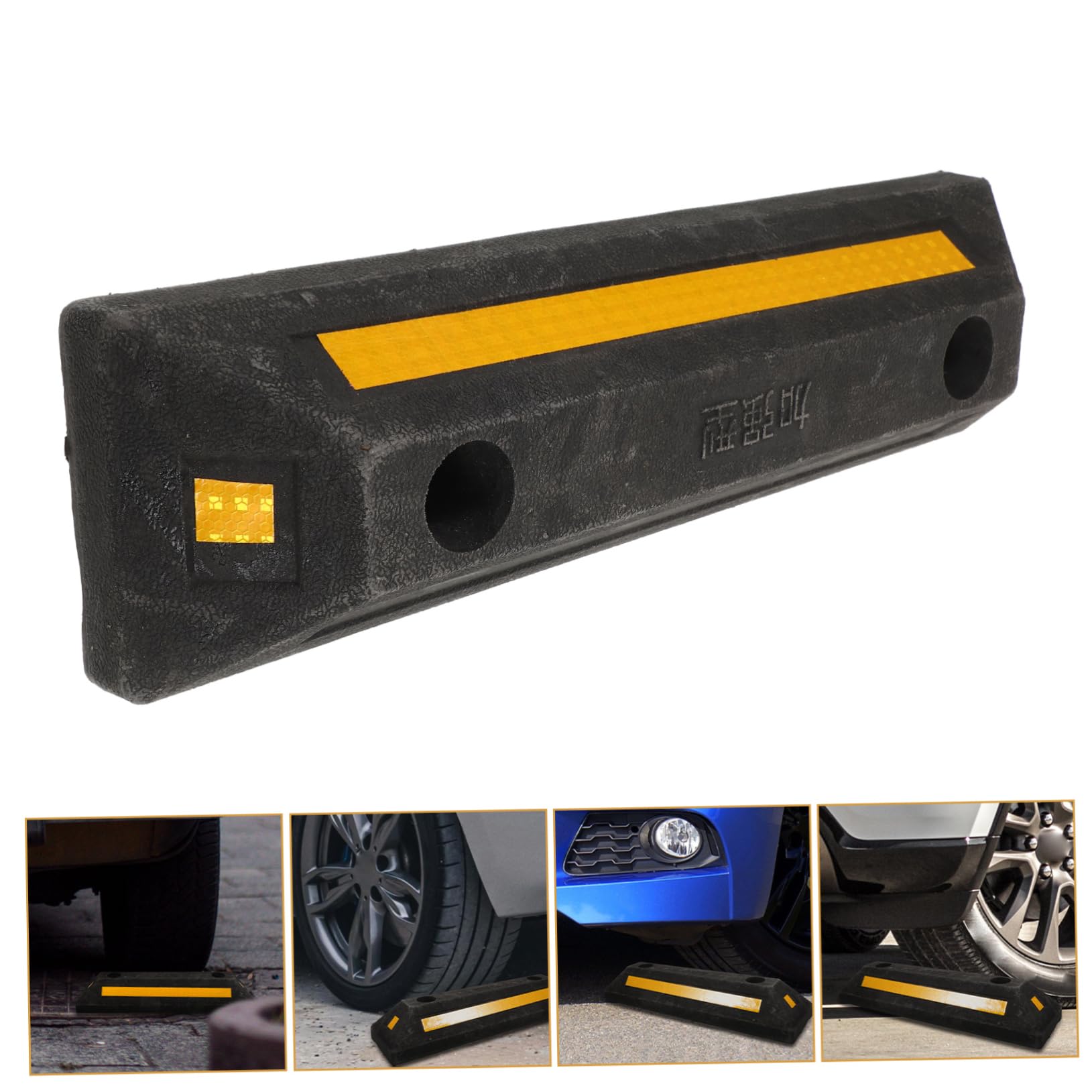 Amosfun Tope de Rueda de Goma Resistente y Fácil de Instalar, Calzo para Ruedas de Motocicleta y Remolques, Estabilizador Adecuado para Autocaravanas y Vehículos Recreativos