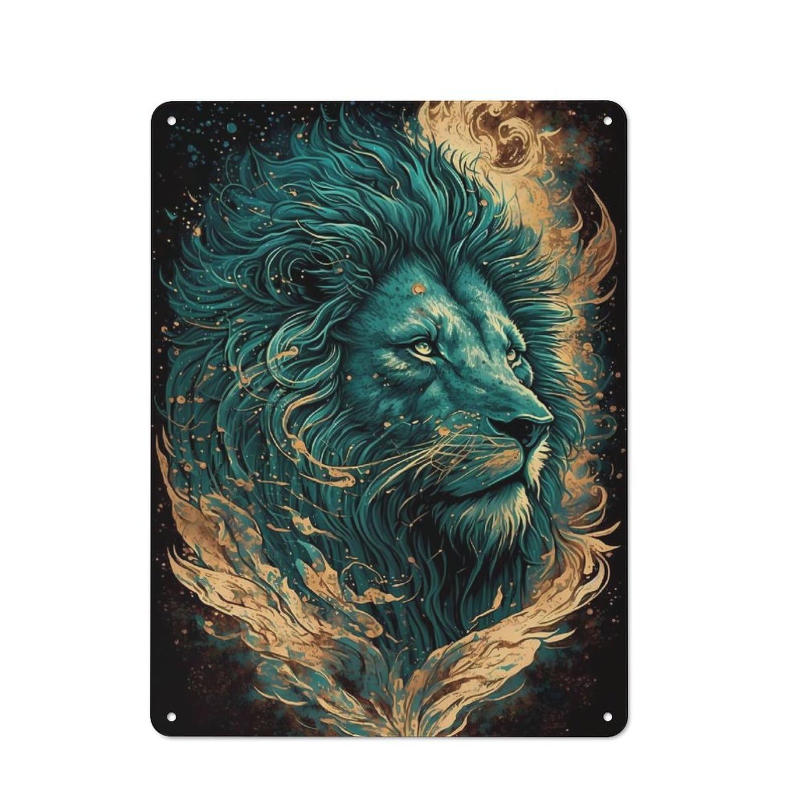 Junmoney Lion Fantasyland Tin Sign With Design 40X30cm, Outdoor Room Porch Wall Decor For Greenhouse, Garden Room, Cafe Or Entryway