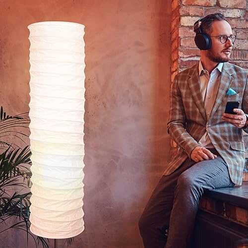 Miniatura 8 de STOBOK Pantalla de lámpara de pie de papel de arroz, estilo nórdico, cubierta de luz de mesa, pantalla de pie, protector de repuesto para hogar,